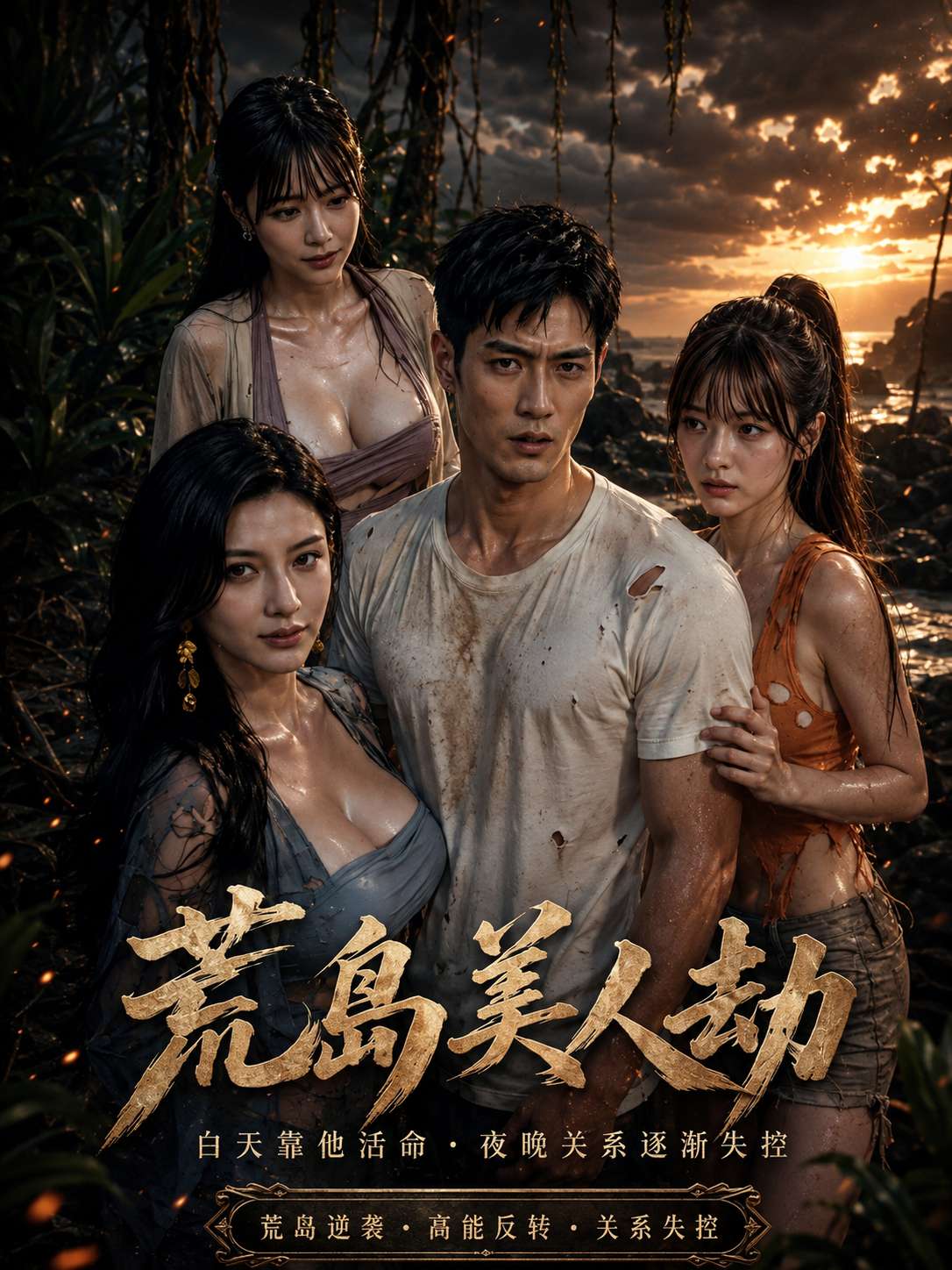 【AI成人短剧】荒岛美人劫